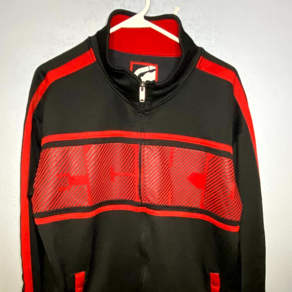 Vintage Y2K Ecko Unltd Unlimited Zip Up Jacket Large RED / BLACK LARGE PRINT